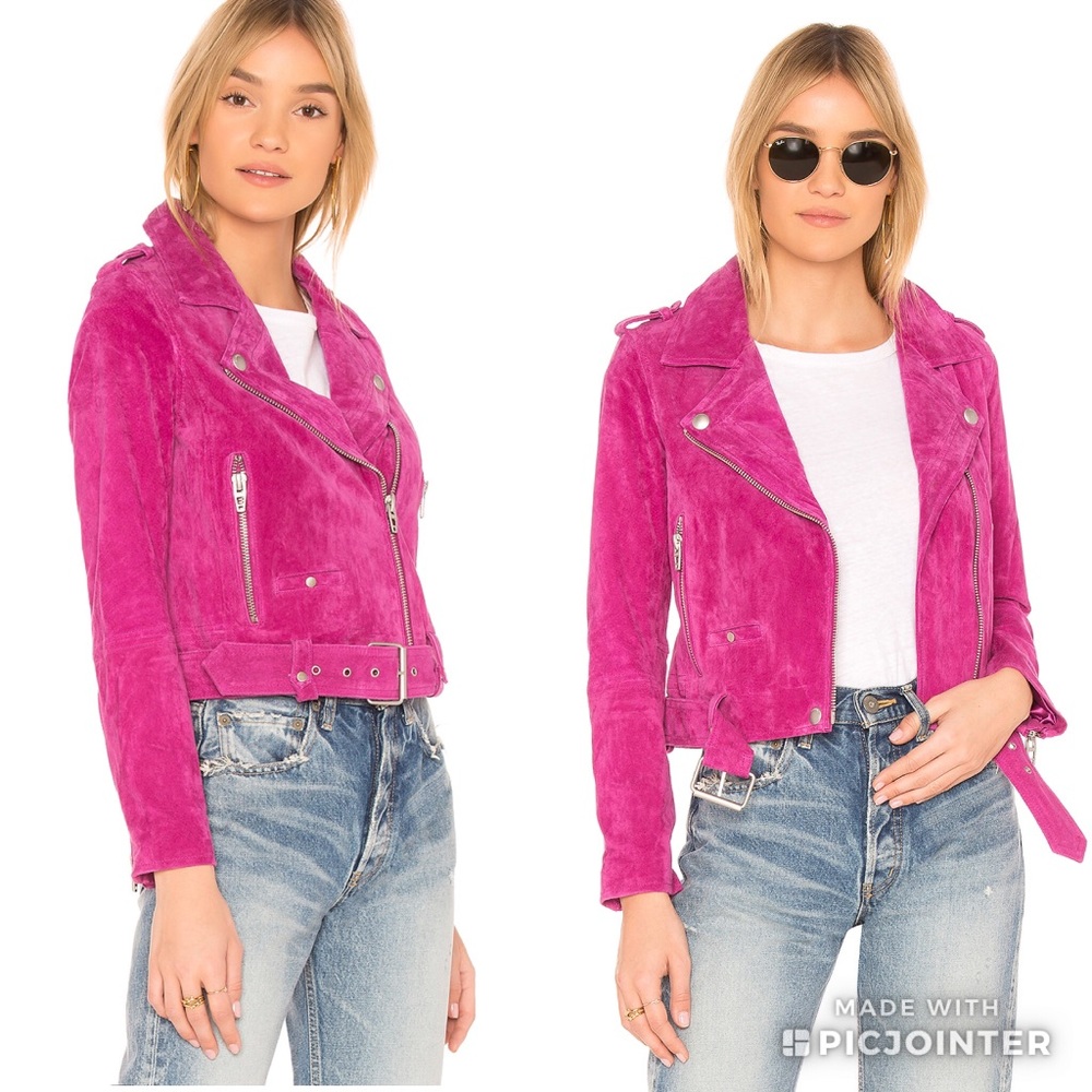 FUCHSIA SUEDE MOTO JACKET